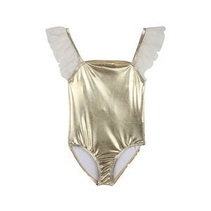 Billieblush Girls  Ruffle Trim Swimsuit, Gold